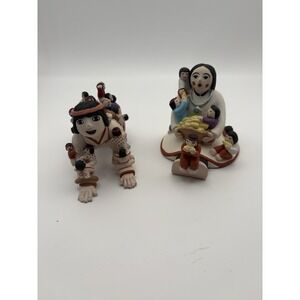 Vintage Jemez Pueblo "American Storyteller" Clay Figurines 1986.